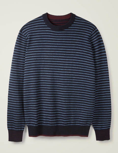 Lambswool Crew Neck - Cadet Blue/Navy Lambswool Crew Neck - Cadet Blue/Navy