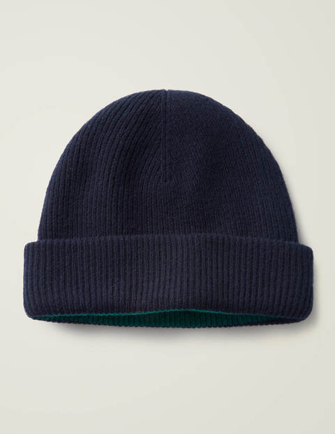 Wendbare Mütze aus Merinowolle - Navy/Lindgrün Wendbare Mütze aus Merinowolle - Navy/Lindgrün