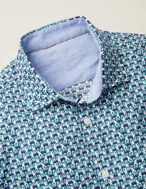 Chemise imprimée à coupe slim en sergé - Motif floral géométrique tilleul Chemise imprimée à coupe slim en sergé - Motif floral géométrique tilleul