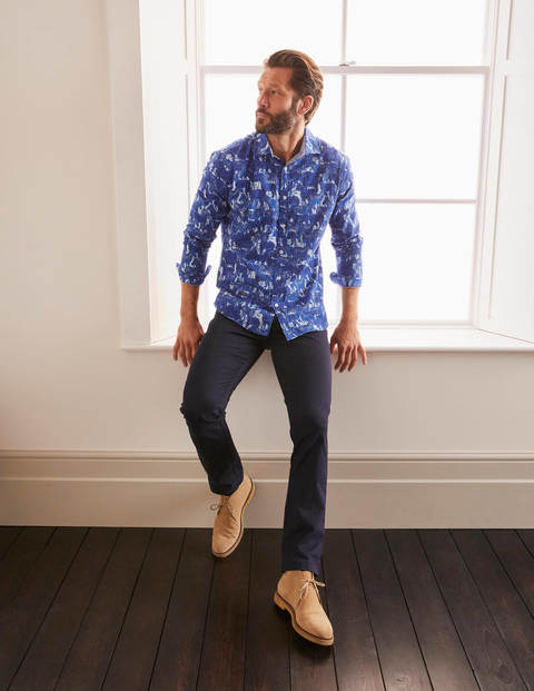 Chemise imprimée à coupe slim en sergé - Zèbre camaïeu bleu Chemise imprimée à coupe slim en sergé - Zèbre camaïeu bleu