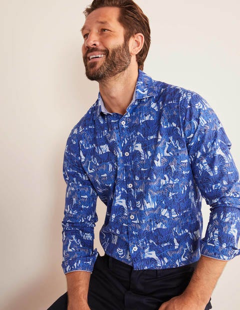 Chemise imprimée à coupe slim en sergé - Zèbre camaïeu bleu Chemise imprimée à coupe slim en sergé - Zèbre camaïeu bleu