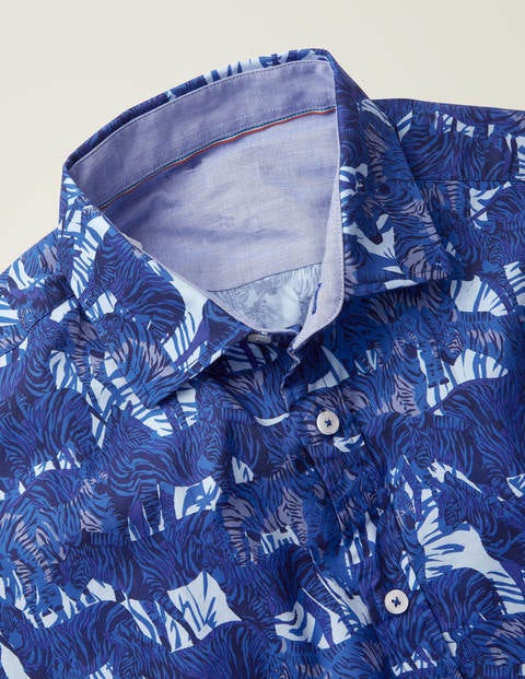 Chemise imprimée à coupe slim en sergé - Zèbre camaïeu bleu Chemise imprimée à coupe slim en sergé - Zèbre camaïeu bleu