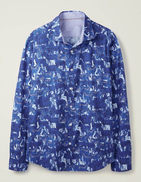 Chemise imprimée à coupe slim en sergé - Zèbre camaïeu bleu Chemise imprimée à coupe slim en sergé - Zèbre camaïeu bleu