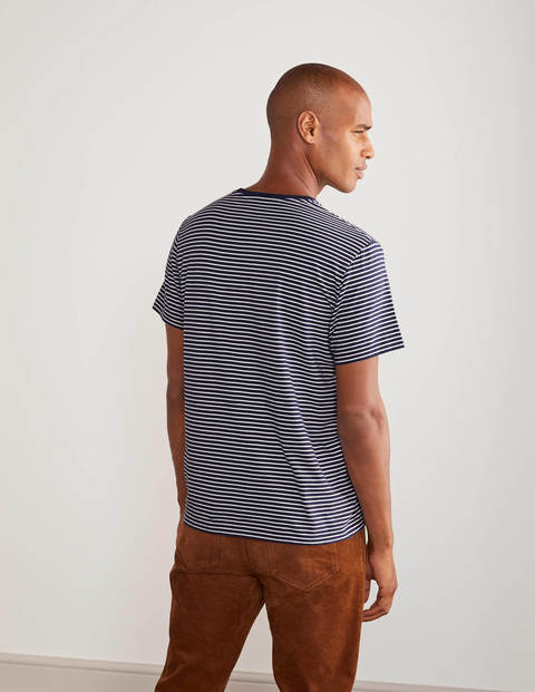 Vorgewaschenes T-Shirt - Navy/Naturweiß, Gestreift Vorgewaschenes T-Shirt - Navy/Naturweiß, Gestreift