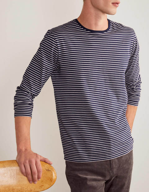 Long Sleeve Washed T-shirt - Navy/Ivory Stripe Long Sleeve Washed T-shirt - Navy/Ivory Stripe