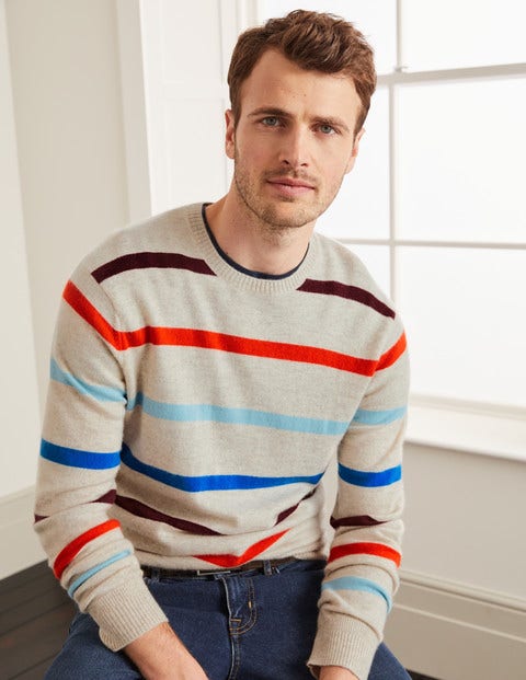Kaschmirpullover Mit Rundhalsausschnitt - Bunt, Gestreift Kaschmirpullover Mit Rundhalsausschnitt - Bunt, Gestreift