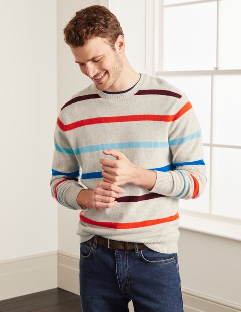 Kaschmirpullover Mit Rundhalsausschnitt - Bunt, Gestreift Kaschmirpullover Mit Rundhalsausschnitt - Bunt, Gestreift