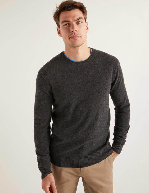 Cashmere Crew Neck - Dark Grey Marl Cashmere Crew Neck - Dark Grey Marl
