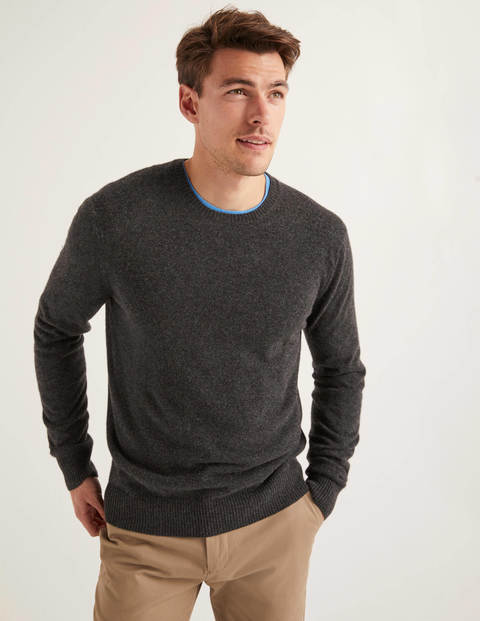 Cashmere Crew Neck - Dark Grey Marl Cashmere Crew Neck - Dark Grey Marl