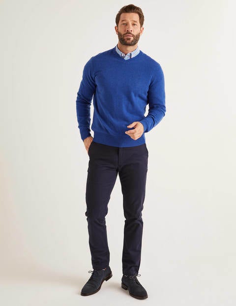 Cashmere V-Neck - Bright Blue Melange Cashmere V-Neck - Bright Blue Melange