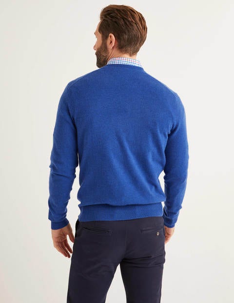 Cashmere V-Neck - Bright Blue Melange Cashmere V-Neck - Bright Blue Melange