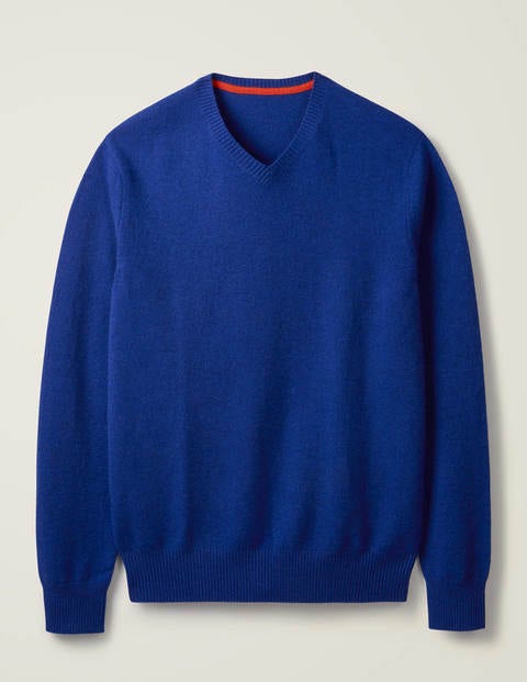 Cashmere V-Neck - Bright Blue Melange Cashmere V-Neck - Bright Blue Melange