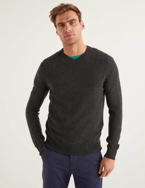 Cashmere V-Neck - Dark Grey Marl Cashmere V-Neck - Dark Grey Marl