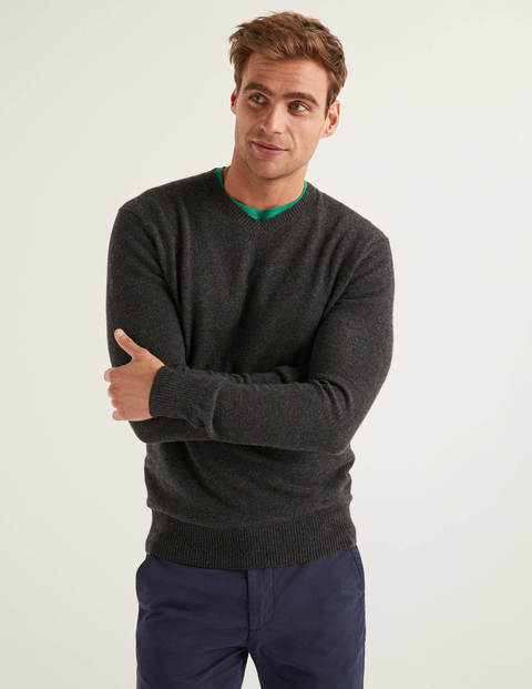 Cashmere V-Neck - Dark Grey Marl Cashmere V-Neck - Dark Grey Marl
