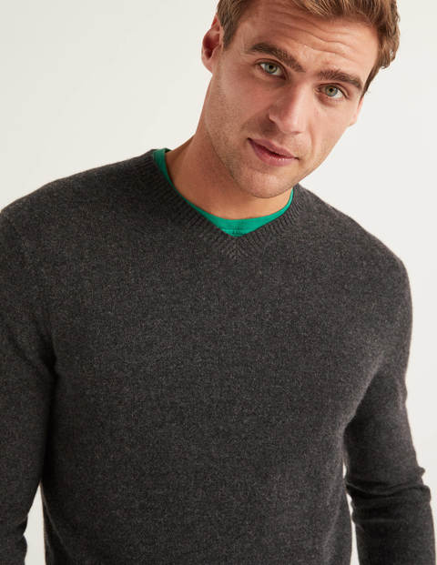 Cashmere V-Neck - Dark Grey Marl Cashmere V-Neck - Dark Grey Marl