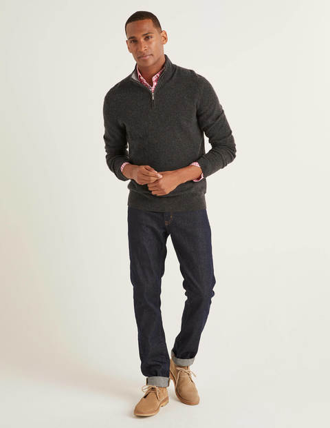 Cashmere Half-Zip - Dark Grey Marl Cashmere Half-Zip - Dark Grey Marl