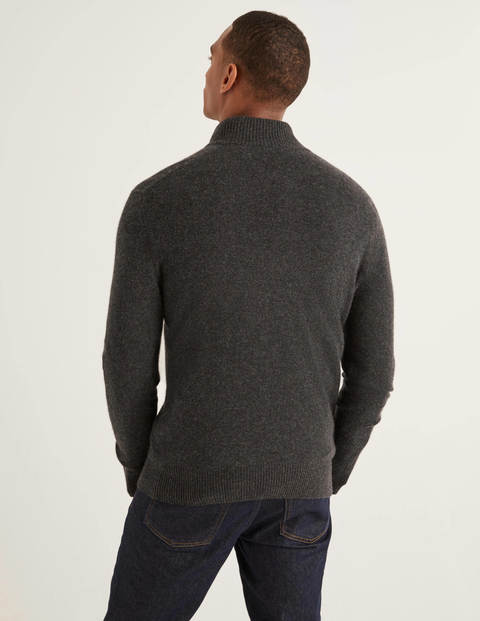 Cashmere Half-Zip - Dark Grey Marl Cashmere Half-Zip - Dark Grey Marl