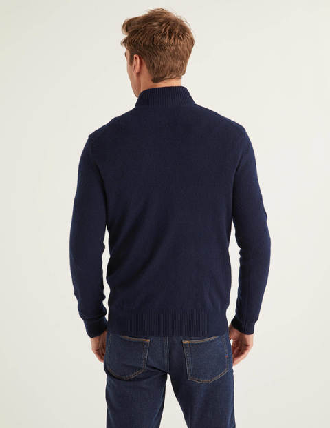 Pull Partiellement Zippé En Cachemire - Bleu marine Pull Partiellement Zippé En Cachemire - Bleu marine