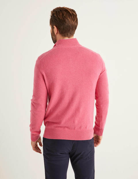 Kaschmirpullover Mit Halbem Reißverschluss - Rosenblütenrosa Kaschmirpullover Mit Halbem Reißverschluss - Rosenblütenrosa
