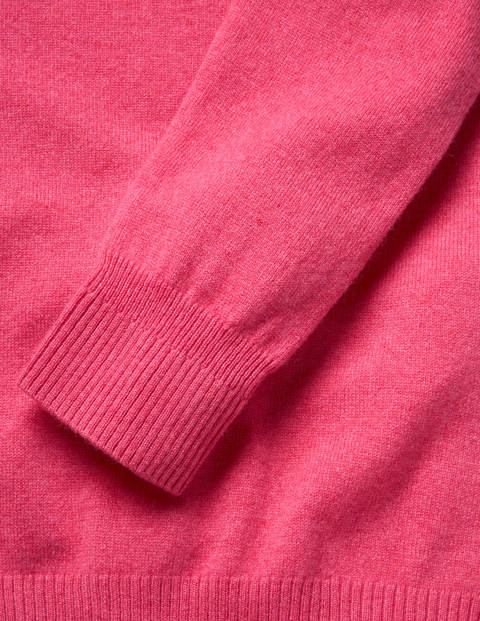 Kaschmirpullover Mit Halbem Reißverschluss - Rosenblütenrosa Kaschmirpullover Mit Halbem Reißverschluss - Rosenblütenrosa