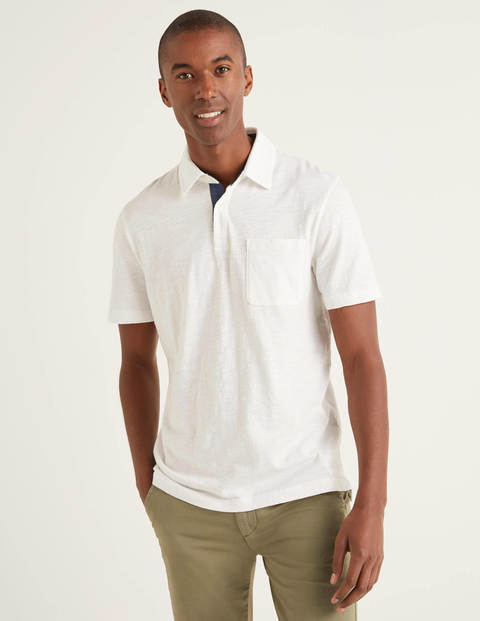Poloshirt Aus Flammgarn - Schneeweiß Poloshirt Aus Flammgarn - Schneeweiß