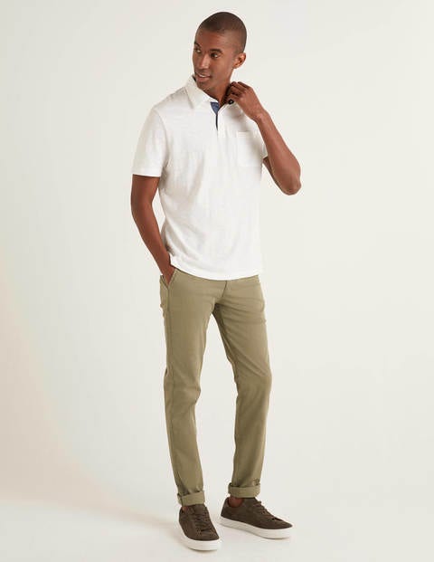 Poloshirt Aus Flammgarn - Schneeweiß Poloshirt Aus Flammgarn - Schneeweiß