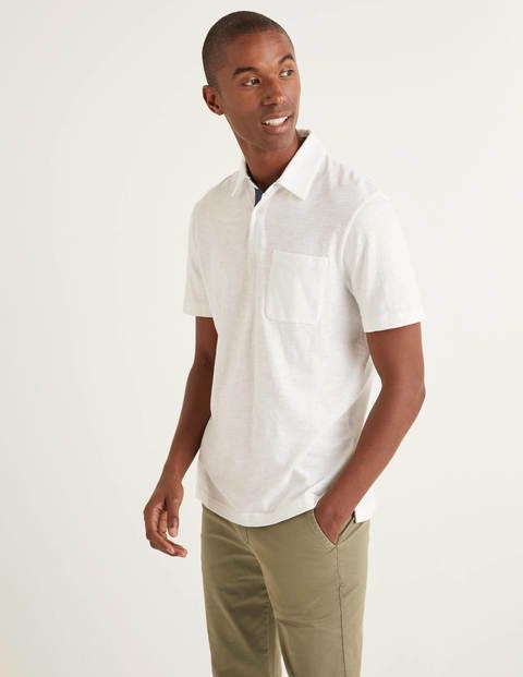 Poloshirt Aus Flammgarn - Schneeweiß Poloshirt Aus Flammgarn - Schneeweiß