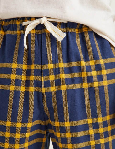 Brushed Cotton Pajama Shorts - Navy Blue/Saffron Check Brushed Cotton Pajama Shorts - Navy Blue/Saffron Check