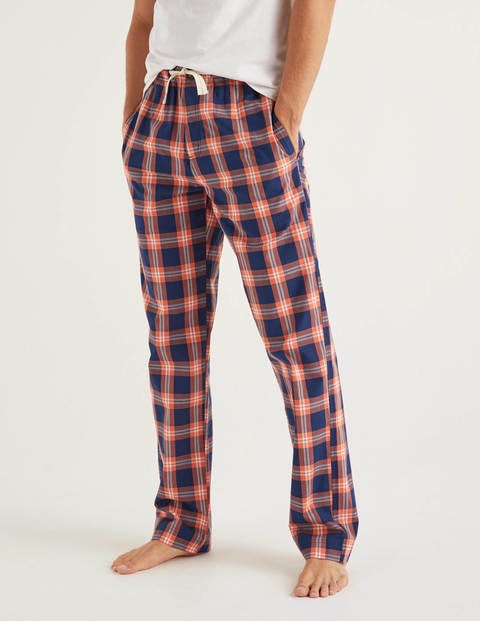 Cotton Poplin Pyjama Bottoms - Tropical Orange Check Cotton Poplin Pyjama Bottoms - Tropical Orange Check