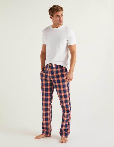 Cotton Poplin Pyjama Bottoms - Tropical Orange Check Cotton Poplin Pyjama Bottoms - Tropical Orange Check