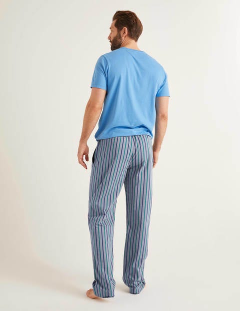 Cotton Poplin Pajama Bottoms - Blues/Rich Emerald Stripe Cotton Poplin Pajama Bottoms - Blues/Rich Emerald Stripe