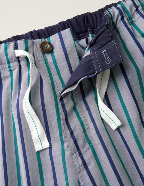 Cotton Poplin Pajama Bottoms - Blues/Rich Emerald Stripe Cotton Poplin Pajama Bottoms - Blues/Rich Emerald Stripe