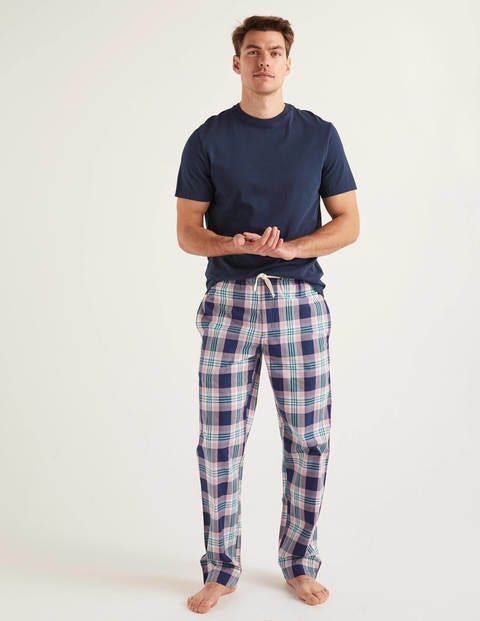 Bas De Pyjama En Popeline De Coton - Carreaux multi prune pâle Bas De Pyjama En Popeline De Coton - Carreaux multi prune pâle