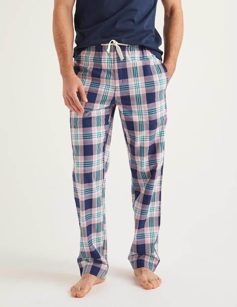 Bas De Pyjama En Popeline De Coton - Carreaux multi prune pâle Bas De Pyjama En Popeline De Coton - Carreaux multi prune pâle
