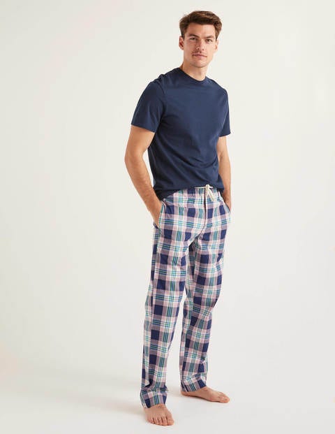 Bas De Pyjama En Popeline De Coton - Carreaux multi prune pâle Bas De Pyjama En Popeline De Coton - Carreaux multi prune pâle