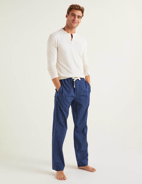 Cotton Poplin Pyjama Bottoms - Navy Spot Cotton Poplin Pyjama Bottoms - Navy Spot
