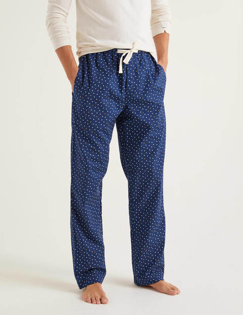 Cotton Poplin Pyjama Bottoms - Navy Spot Cotton Poplin Pyjama Bottoms - Navy Spot