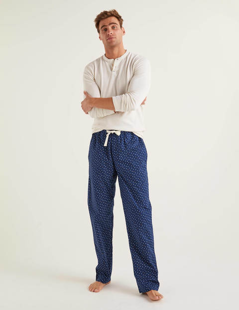 Cotton Poplin Pyjama Bottoms - Navy Spot Cotton Poplin Pyjama Bottoms - Navy Spot