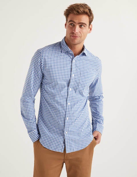 Poplin Pattern Shirt - Sky Blue Gingham Poplin Pattern Shirt - Sky Blue Gingham