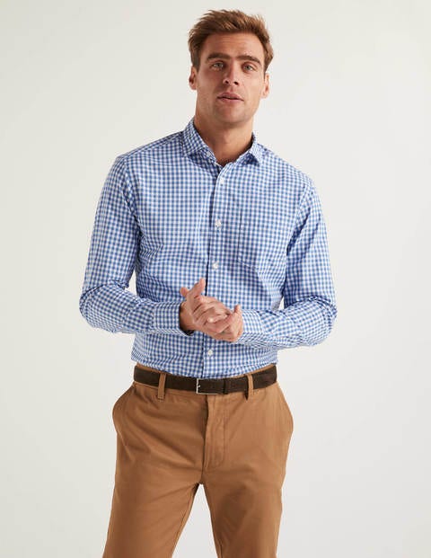 Poplin Pattern Shirt - Sky Blue Gingham Poplin Pattern Shirt - Sky Blue Gingham