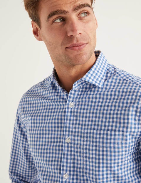 Poplin Pattern Shirt - Sky Blue Gingham Poplin Pattern Shirt - Sky Blue Gingham