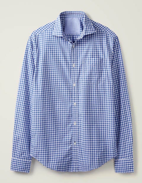 Poplin Pattern Shirt - Sky Blue Gingham Poplin Pattern Shirt - Sky Blue Gingham