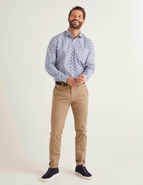 Poplin Pattern Shirt - Sky Blue Leaf Poplin Pattern Shirt - Sky Blue Leaf