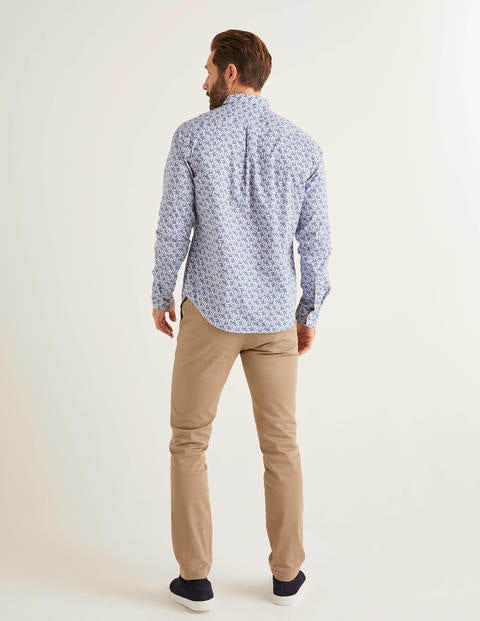 Poplin Pattern Shirt - Sky Blue Leaf Poplin Pattern Shirt - Sky Blue Leaf