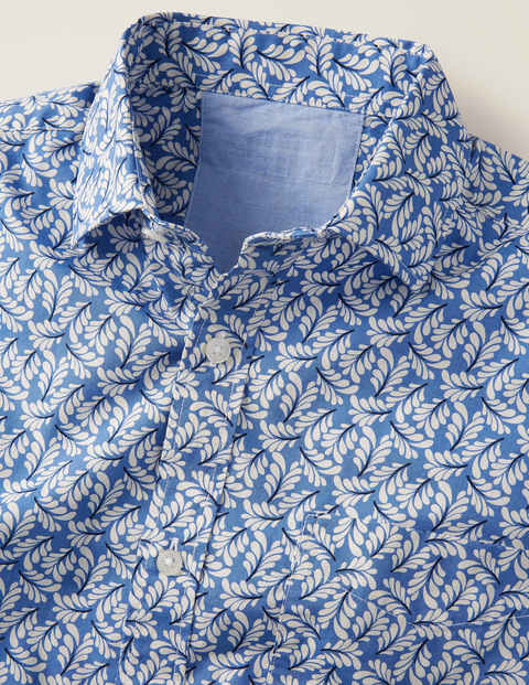 Poplin Pattern Shirt - Sky Blue Leaf Poplin Pattern Shirt - Sky Blue Leaf