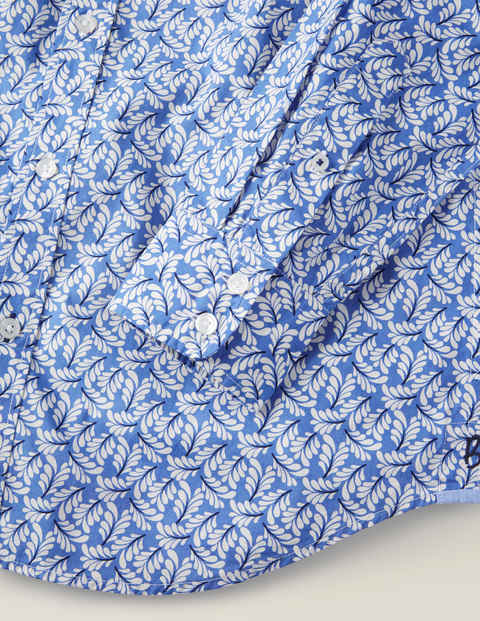 Poplin Pattern Shirt - Sky Blue Leaf Poplin Pattern Shirt - Sky Blue Leaf