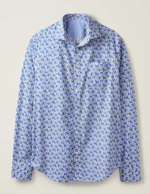 Poplin Pattern Shirt - Sky Blue Leaf Poplin Pattern Shirt - Sky Blue Leaf
