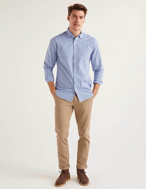 Slim Fit Poplin Pattern Shirt - Sky Blue Gingham Slim Fit Poplin Pattern Shirt - Sky Blue Gingham