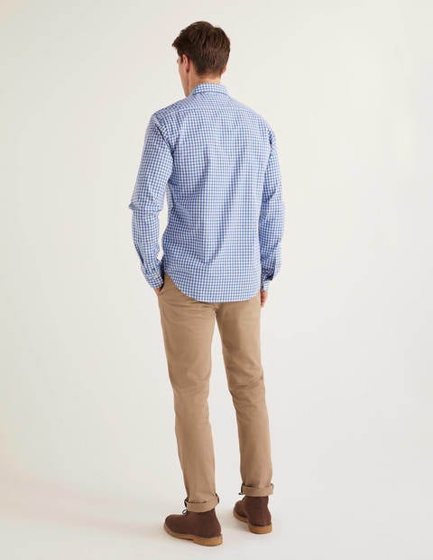 Slim Fit Poplin Pattern Shirt - Sky Blue Gingham Slim Fit Poplin Pattern Shirt - Sky Blue Gingham