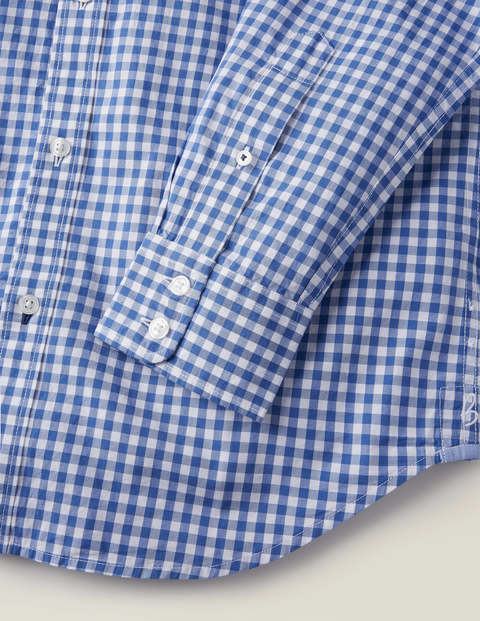 Slim Fit Poplin Pattern Shirt - Sky Blue Gingham Slim Fit Poplin Pattern Shirt - Sky Blue Gingham